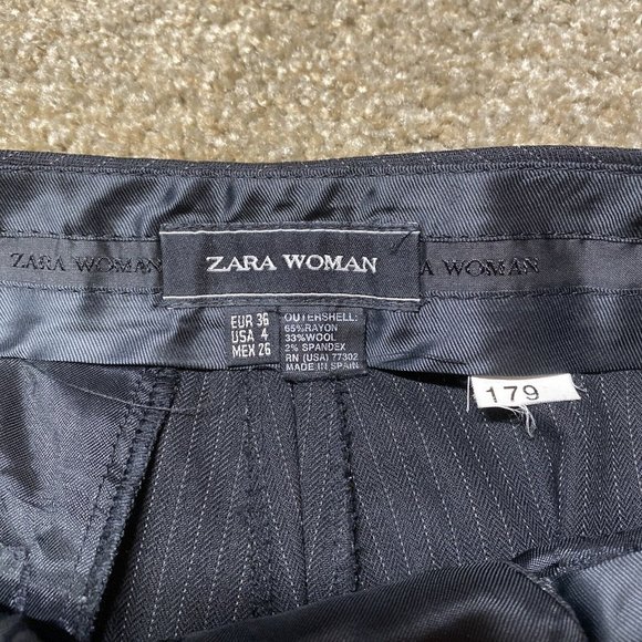 ZARA Basic Womens Career Dress Pants Pinstripe Size 4 Bootcut Wool Spandex Blend - Picture 2 of 10